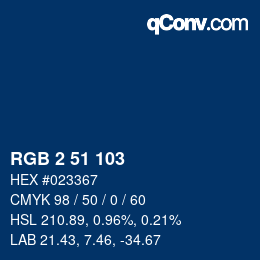 Color code: RGB 2 51 103 | qconv.com