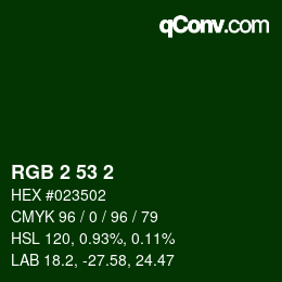 Color code: RGB 2 53 2 | qconv.com