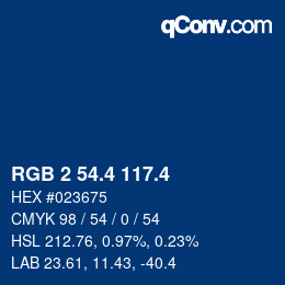 カラーコード: RGB 2 54.4 117.4 | qconv.com