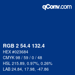 カラーコード: RGB 2 54.4 132.4 | qconv.com
