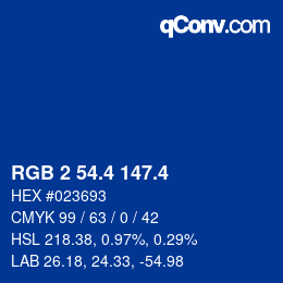 カラーコード: RGB 2 54.4 147.4 | qconv.com