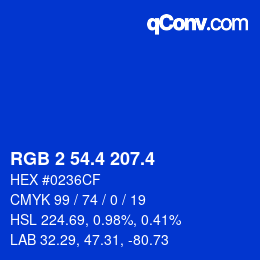 カラーコード: RGB 2 54.4 207.4 | qconv.com