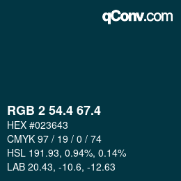 カラーコード: RGB 2 54.4 67.4 | qconv.com
