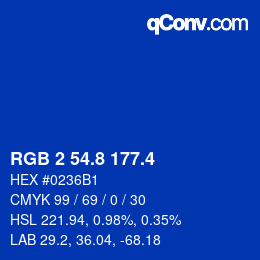 カラーコード: RGB 2 54.8 177.4 | qconv.com