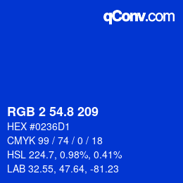 カラーコード: RGB 2 54.8 209 | qconv.com