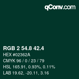 カラーコード: RGB 2 54.8 42.4 | qconv.com