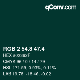 カラーコード: RGB 2 54.8 47.4 | qconv.com