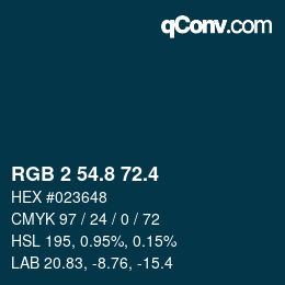 カラーコード: RGB 2 54.8 72.4 | qconv.com