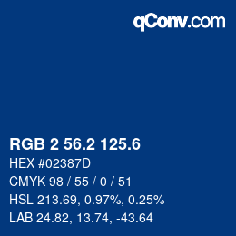カラーコード: RGB 2 56.2 125.6 | qconv.com