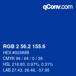 カラーコード: RGB 2 56.2 155.6 | qconv.com