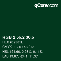 カラーコード: RGB 2 56.2 30.6 | qconv.com
