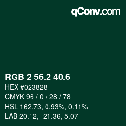 カラーコード: RGB 2 56.2 40.6 | qconv.com