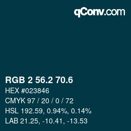 カラーコード: RGB 2 56.2 70.6 | qconv.com