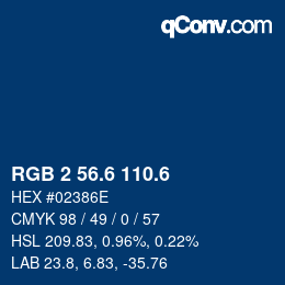 カラーコード: RGB 2 56.6 110.6 | qconv.com