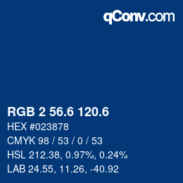 カラーコード: RGB 2 56.6 120.6 | qconv.com