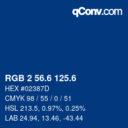 カラーコード: RGB 2 56.6 125.6 | qconv.com