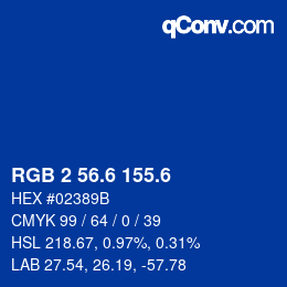 カラーコード: RGB 2 56.6 155.6 | qconv.com