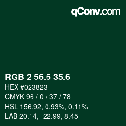 カラーコード: RGB 2 56.6 35.6 | qconv.com