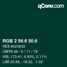 カラーコード: RGB 2 56.6 50.6 | qconv.com