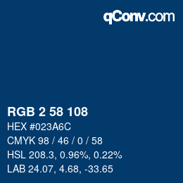 Color code: RGB 2 58 108 | qconv.com