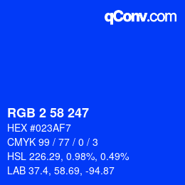 Color code: RGB 2 58 247 | qconv.com