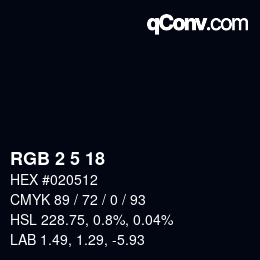 Color code: RGB 2 5 18 | qconv.com