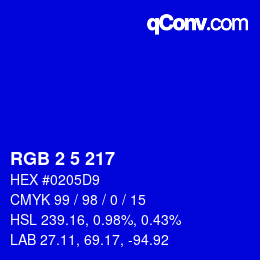 Color code: RGB 2 5 217 | qconv.com