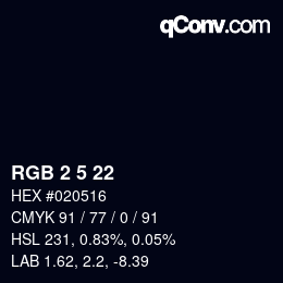Color code: RGB 2 5 22 | qconv.com