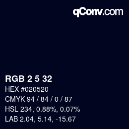 Color code: RGB 2 5 32 | qconv.com