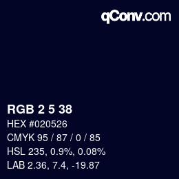 カラーコード: RGB 2 5 38 | qconv.com