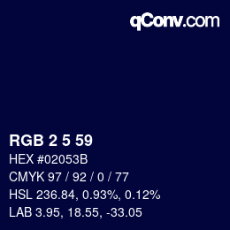 Color code: RGB 2 5 59 | qconv.com