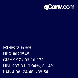 Color code: RGB 2 5 69 | qconv.com