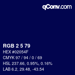 Color code: RGB 2 5 79 | qconv.com