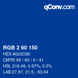颜色代码: RGB 2 60 150 | qconv.com