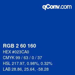 カラーコード: RGB 2 60 160 | qconv.com