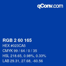 カラーコード: RGB 2 60 165 | qconv.com