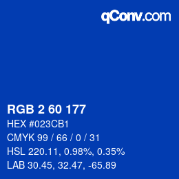 颜色代码: RGB 2 60 177 | qconv.com