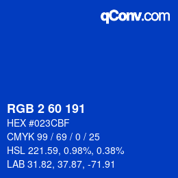 カラーコード: RGB 2 60 191 | qconv.com