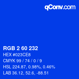 Color code: RGB 2 60 232 | qconv.com