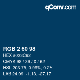 カラーコード: RGB 2 60 98 | qconv.com