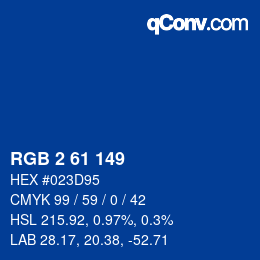 Color code: RGB 2 61 149 | qconv.com