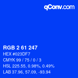 Color code: RGB 2 61 247 | qconv.com
