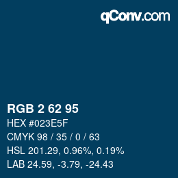 Color code: RGB 2 62 95 | qconv.com
