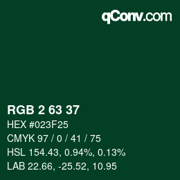 Color code: RGB 2 63 37 | qconv.com