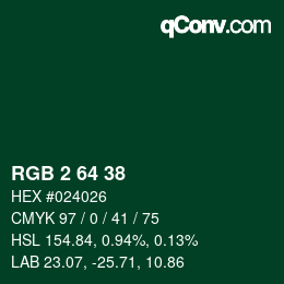 Color code: RGB 2 64 38 | qconv.com