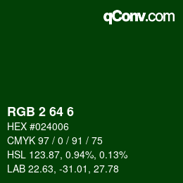 Color code: RGB 2 64 6 | qconv.com