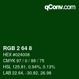 カラーコード: RGB 2 64 8 | qconv.com