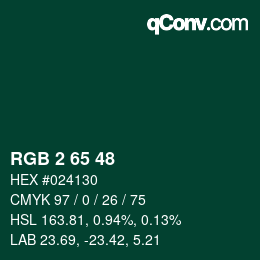 Color code: RGB 2 65 48 | qconv.com