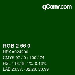 颜色代码: RGB 2 66 0 | qconv.com