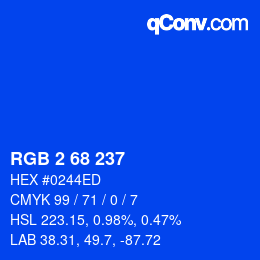 Color code: RGB 2 68 237 | qconv.com